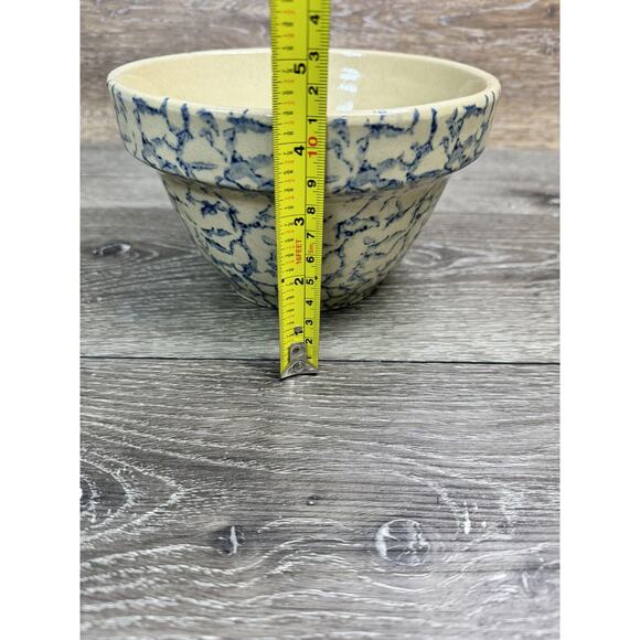 Vintage R.R.P. Co. 7.25" Mixing Bowl Blue Spongeware Roseville Ohio USA - Picture 10 of 11